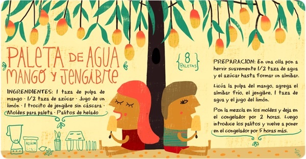 Cositas ricas ilustradas: paletas de agua mango y jengibre 2