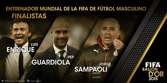 Jorge Sampaoli, finalista a mejor entrenador 2015 de la FIFA 3