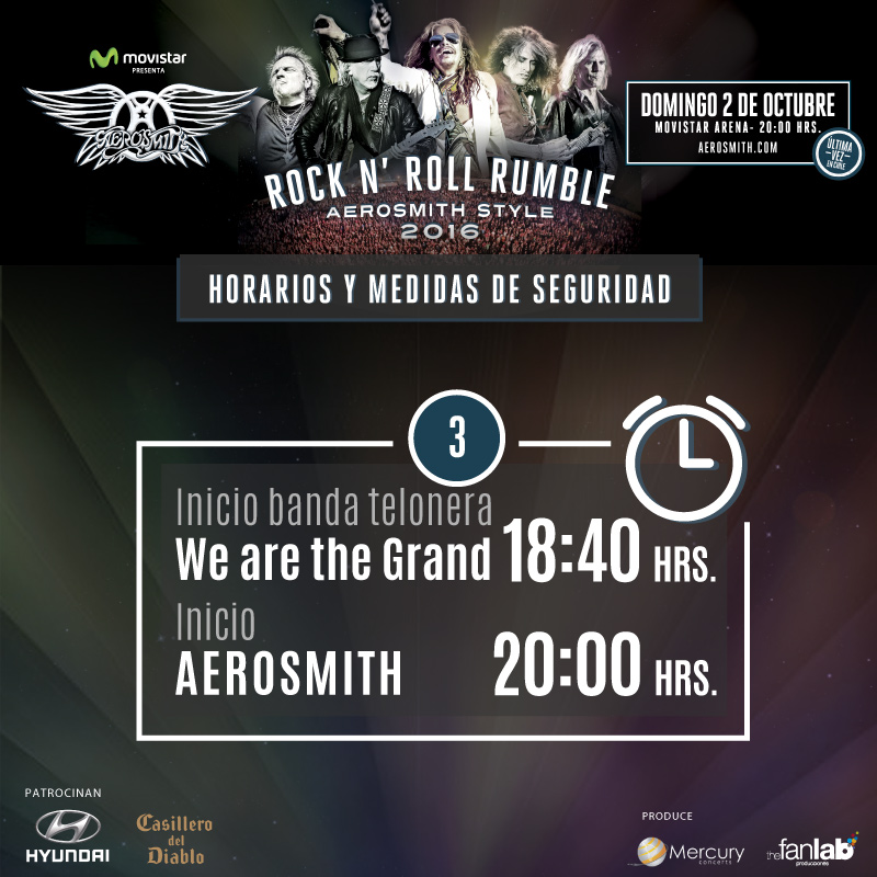 Horarios y recomendaciones para Aerosmith en Movistar Arena 3