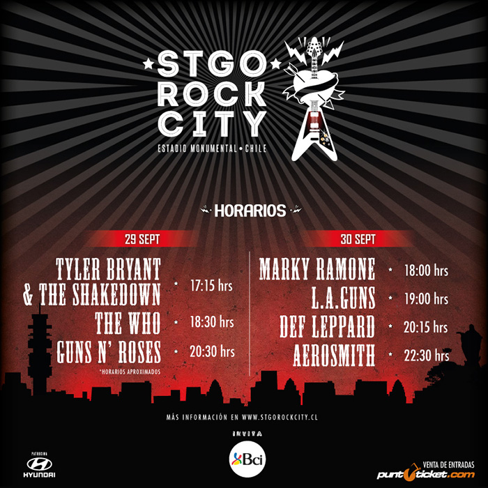 Conoce los horarios confirmados para el festival Stgo Rock City 1