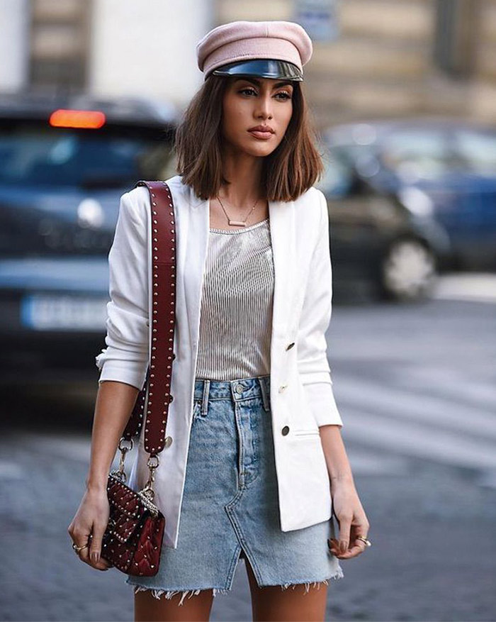 Blazer y mini de jeans