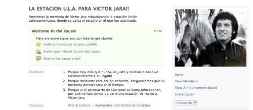Campaña en Facebook: Estación ULA para Víctor Jara 10